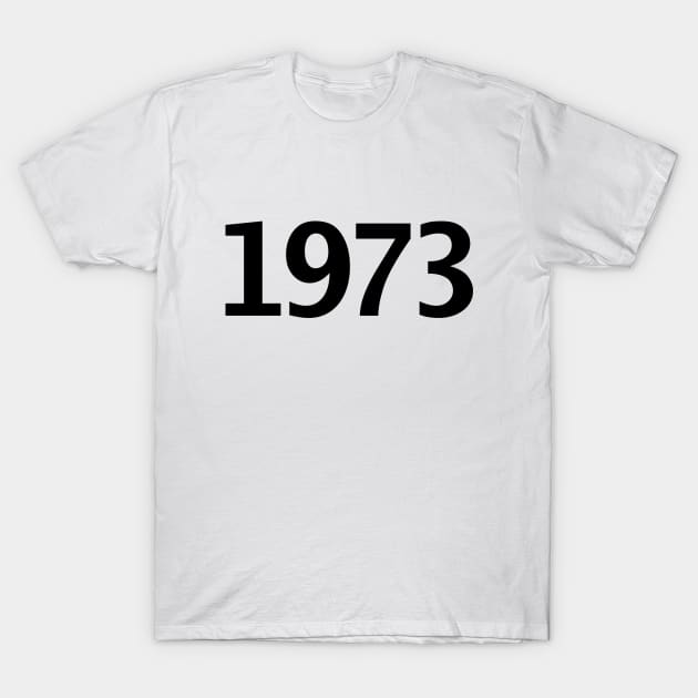 1973 Minimal Typography Vintage Retro Black Text T-Shirt by ellenhenryart